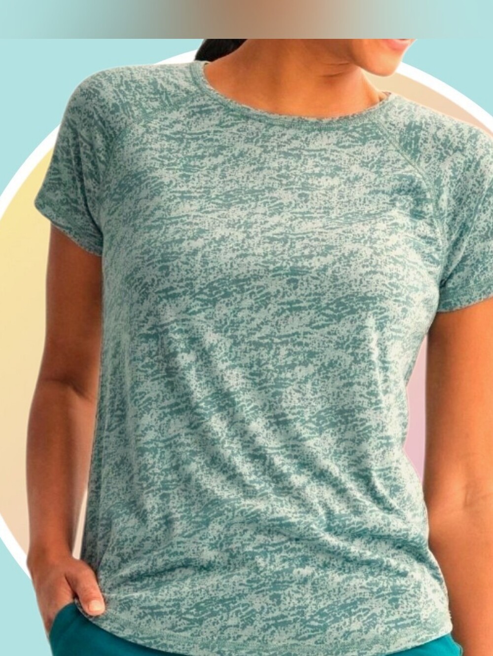New Core Raglan Athletic Burnout Semi Sheer Short Sleeve Tee Shirt Shirttail Hem